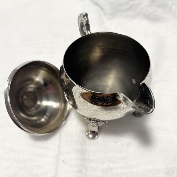 Vintage Ornate Silver Plate Creamer & Sugar Lot – Viking, WM Rogers, Mixed - Picture 11 of 16